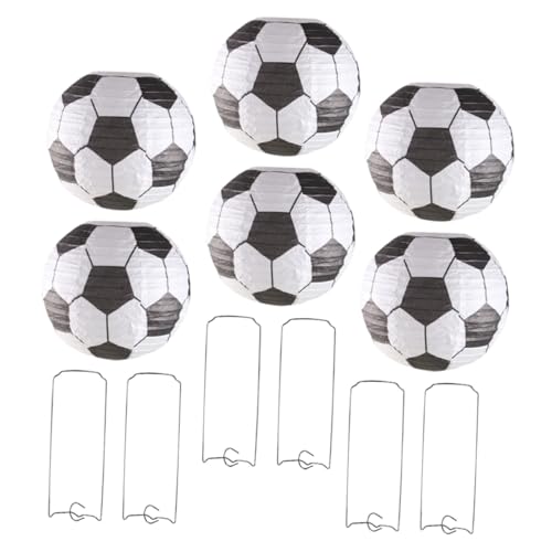 DIYEAH 6 piezas Unidades Linternas de Papel Forma de Fútbol para Decoración de Fiesta Deportiva Colgante para Cumpleaños y Eventos Deportivos