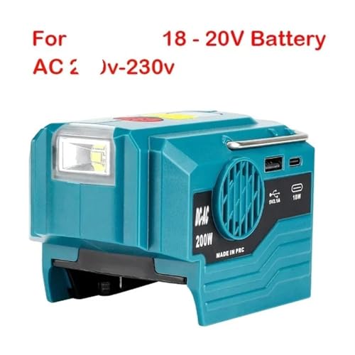 Inwertery, 18 V akumulatorowy zewnętrzny przenośny falownik 200 W AC 120- zmodyfikowany zasilacz sinusoidalny(For DeWalt AC 120V)