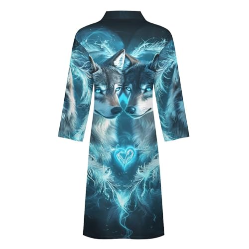 Albornoz de baño de hombre suave bata larga premium marca Wolf 6