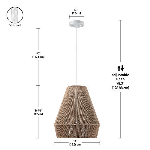 Globe Electric 60332 Grant 1-Light Pendant Lighting, Twine, Matte White, White Fabric Cord by Globe Electric - Image 7