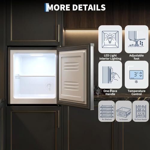 Image of 1.1 Cu.ft Upright Freezer, Single Door Mini Freezer with Adjustable Shelf