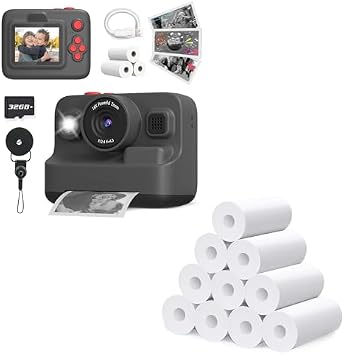 Kids Camera Instant Print,2.4in Screen 1080P Kids Digital Camera Toys with 3 Rolls Print Paper 32G Card + 10 Rolls Print Paper