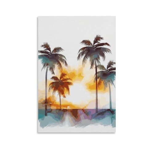Impression sur toile moderne évasion tropicale et coucher de soleil serein
