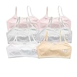 JIULINCC 6packs Training Bras for Girls 8-10 Seamless Girls Bras 10-12 Years Old Breathable Cotton Sports Bras Ultra Comfort (US, (US, Alpha, Large, Regular, 6, Mixed Colors)