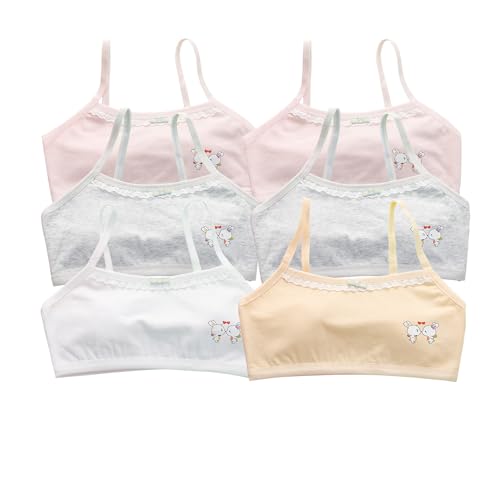 Cotton Girls Training Bra - Crop Cami Training Bras for Girls with Elastic Straps. Cotton Bra 6Packs