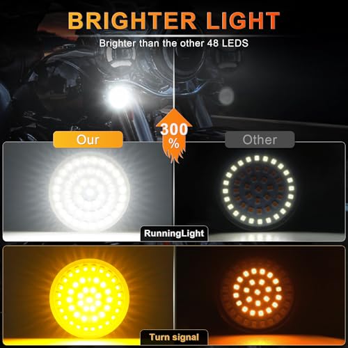 Image of Extremely Bright Front Turn Signals & Running Switchback LED Lights Panel with 1157 Base Compatible for Harley Dyna Street Glide Road King, Motorcycle Accessories, White /Amber