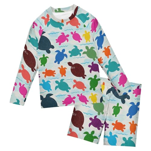 Bañador protección UV para niños con camiseta manga larga y estampado de tortuga