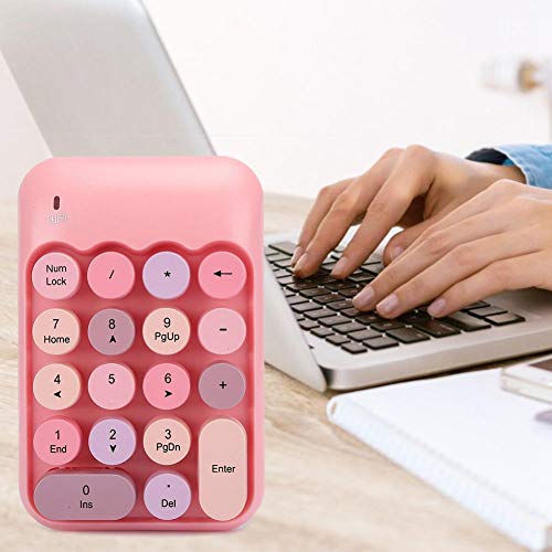 V Bestlife Wireless Usb Numeric Keypad, Waterproof 18-Keys Pink Mini Number Pad, Vintage Colorful Round Cap Num Keyboard For Financial Accounting #TOP3