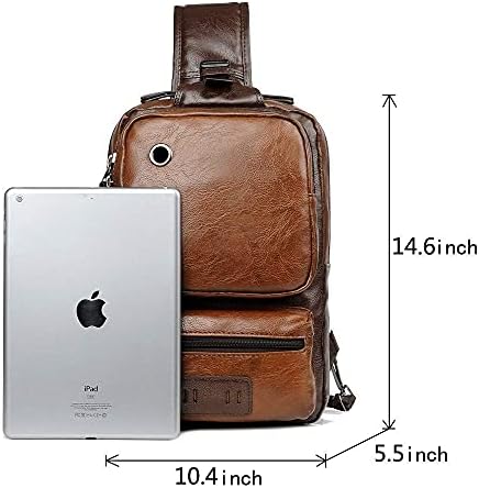 Small Black Sling Crossbody Backpack Shoulder Bag for Men Women Vintage PU Leather Sling Backpack Cycling USB Charger 4 Small Black Sling Crossbody Backpack Shoulder Bag for Men Women Vintage PU Leather Sling Backpack Cycling USB Charger