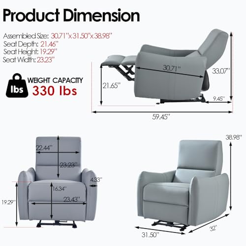 Sillón reclinable eléctrico azul para espacios pequeños miniatura 2
