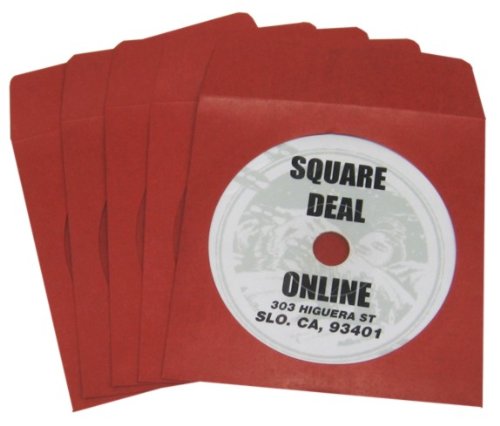 (100) Red Colored Paper CD / DVD Disc Sleeves With Flap & Window #CDIWWFRD - Perfect for Organizing & Storing CDs and DVD Discs!