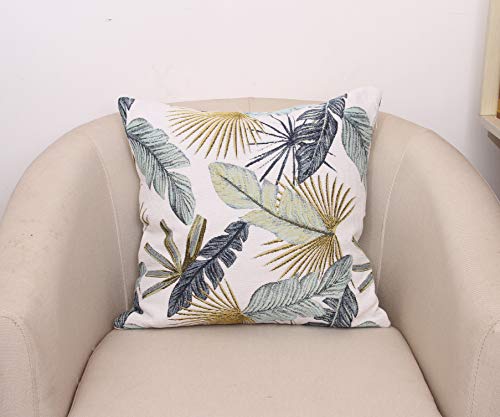 Yeiotsy Pillow Case, Decorative Tropical Leaf Throw Pillow Cover Heavy Fabric Jacquard Chenille (Yellow, 18 X 18 Inches) #TOP1