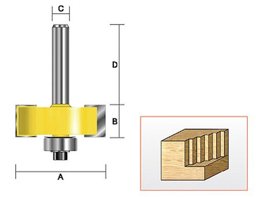 Kempston 307561 Rabbeting Bit, 1/2-Inch Shank, 1-3/8-Inch Cutting Diameter, 1/2-Inch Cutting Length with 4-Bearing set