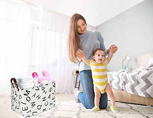 Hiyagon Rectangular Storage Box Basket For Baby, Kids Or Pets - Fabric Collapsible Storage Bin For Organizing Toys,Nursery Basket,Clothing,Books, Gift Baskets(Alphabet) #TOP3