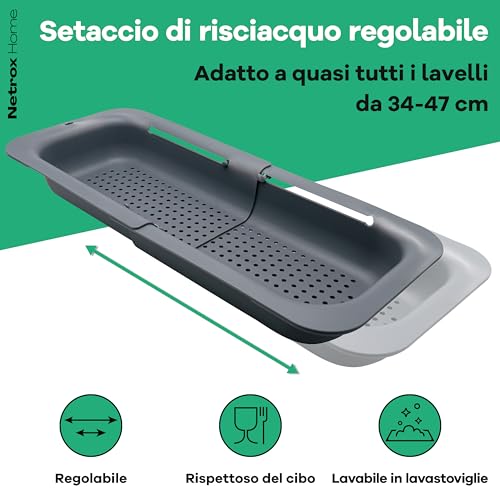 Scolapasta Estensibile per Lavandino - Colino per pasta da appendere a pentola, padelle e ciotole - lavabile in lavastoviglie e adatto agli alimenti - Colapasta, Cucina, Scola Pentola - immagine 3