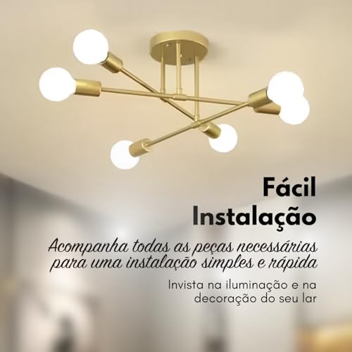 Luminária de Teto Elegante para Sala Quarto Cozinha 50cm Lustre Pendente Lustres para Lampâda Led Te