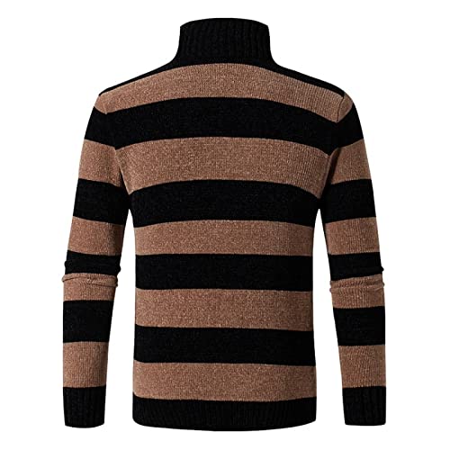 Autumn Knitted Sweater Men Turtleneck Pullovers Fashion Striped Turtleneck Sweater Mens Casual Slim Fit Knit Sweater2