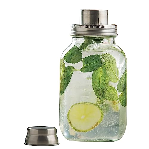 TableCraft MJS30 Cash & Carry Mason Jar Cocktail Shaker, 30 oz., dishwasher safe, 18/8 stainless steel top, glass