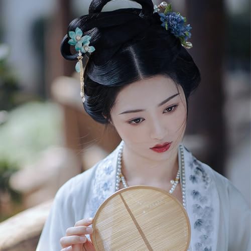 2 PCS Vintage Wooden Handmade Hairpins with Tassels - Traditional Chinese Hair Accessories for Long Hair Buns