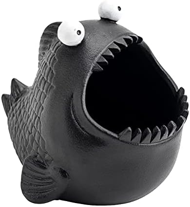 Beavorty Ceramic Ashtray Piranha Fish Figurine Fish Statue Cigarettes Smoking Ashtray Candy Dish for Home Party Car Dashboard Decoration