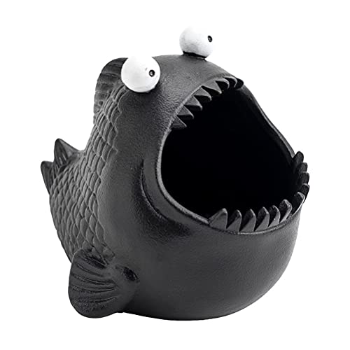 Beavorty Ceramic Ashtray Piranha Fish Figurine Fish Statue Cigarettes Smoking Ashtray Candy Dish For Home Party Car Dashboard Decoration #TOP1