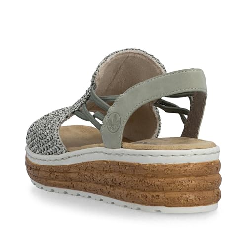 Rieker Damen Klassische Sandalen 62741-52 Weite Breit Pull-on Synthetik Schilf/Salbei / 52 40 EU