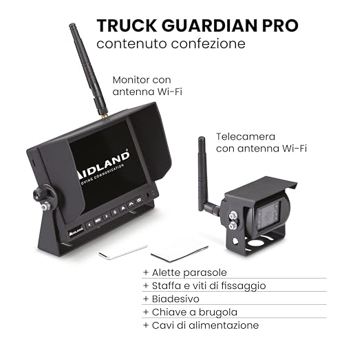 Midland - Dash Cam Camion Truck Guardian Pro, Retrocamera Camion Per Manovra E Sorveglianza - Telecamera Senza Fili Retromarcia Fullhd, Visione Notturna, 4 Telecamere, Registrazione Sd - 6