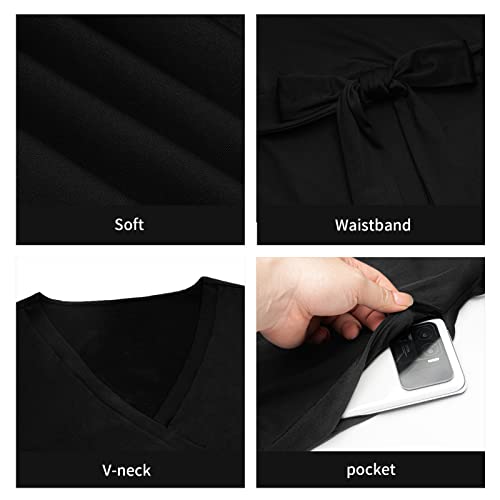 Plus Size Dress for Women - 3/4 Sleeve V-Neck Maxi Dress for Women with Belt and Pockets （2XL-6XL4