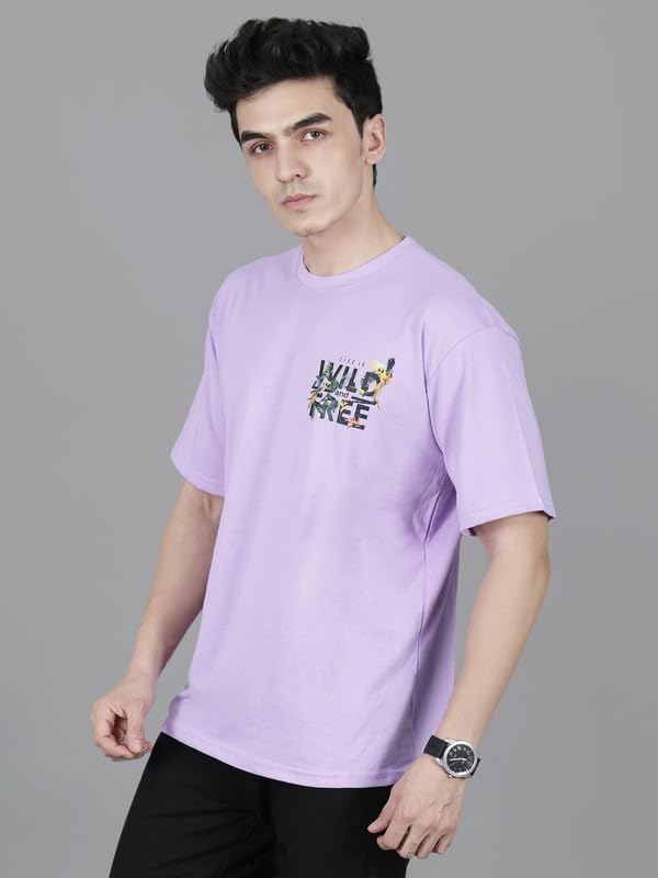 Image of London Hills Men's Cotton Oversized Fit Casual Printed Round Neck, Oversized Longline Drop Shoulder Boho Style T-Shirt
