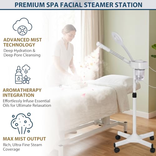 Image of Professional 2 in 1 Facial Steamer for Face Deep Cleaning Ozone Face Steamer with 5X Magnifying Lamp Hot Mist Function for Salon Spa Home Beauty Equipment