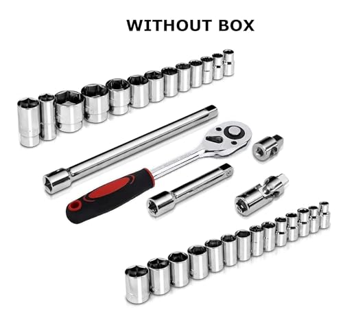 Image of Inditrust Dumdaar DM Without Box 31pcs Socket Ratchet Wrench Set WITHOUT BOX TOOL 1 /2 inch Ratchet Left Right rotation set, for Auto Repairing & Household