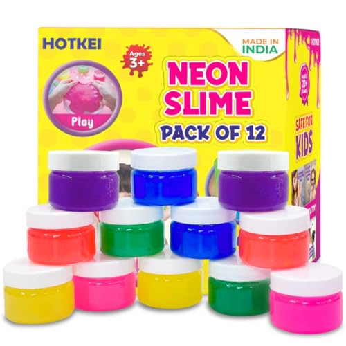 Image of HOTKEI Pack of 12 Neon Colored Slime Multicolor Fruit Scented DIY Toy Slimy Slime Gel Jelly Putty Set Art kit Toys Birthday Gift for Boys Girls Kids 3 to 10 Years 600 gm
