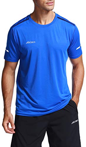 Akilex Mens Running Dry Fit T-Shirt Athletic Outdoor Short Sleeve Comfortable Sports Top
