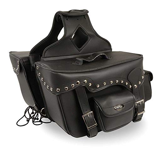Image of Milwaukee Leather Studded Throw-Over Motorcycle Saddlebags - Synthetic Leather - Universal Fit - Zip-Off - Large
