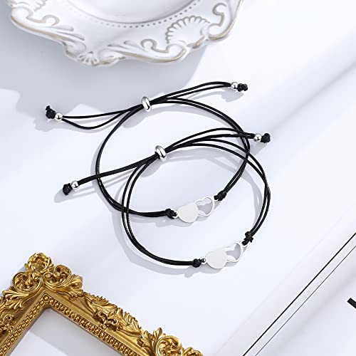 Image of Desimtion Mom and Daughter Bracelets for 2, 3, 4, 5, 6, Mother Daughter Matching Heart Bracelets - Birthday Gifts for Mom from Daughter