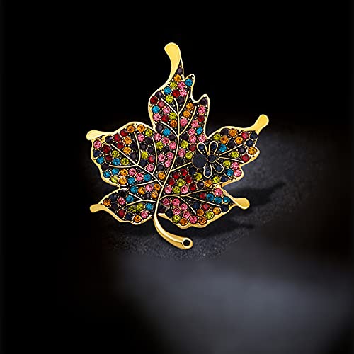 Aishang-Ornament Maple Leaf Brooch Pin The Fall Of The Leaf Thanks Giving Gift Women Color Diamond Rhinestone Maple Leaf Brooch Pin #TOP6