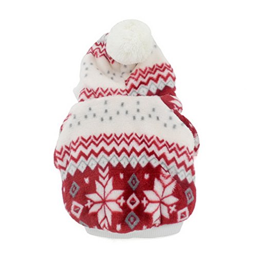 selmai Hundemantel/Hundejacke, Weihnachts-/Schneeflocken-Muster, mit Fleece gefüttert und mit Kapuze