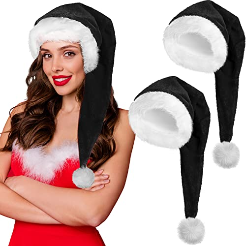 Schwarze Nikolausmütze 30 SATINIOR 2 Weihnachtsmütze Unisex Weihnachtsmütze Weihnachtshut für...