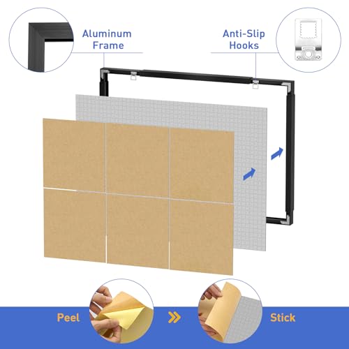 Verstellbarer Puzzle-Rahmen für 1000/1500/2000 Teile – Bilderrahmen zur Wandmontage – Horizontale & vertikale Präsentation – Inkl. 10 Puzzle-Schutzfolien – Schwarz Posterrahmen für Home Decor