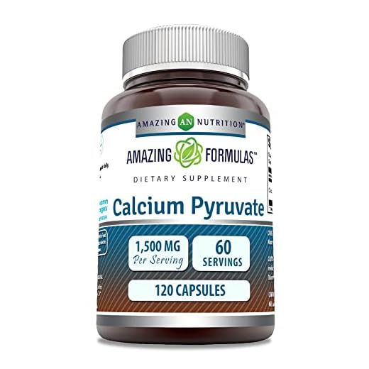 Amazing Formulas Calcium Pyruvate 1500mg Per Serving 120 Capsules Supplement | Non-GMO | Gluten Free | Made in USA