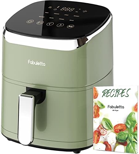 Air Fryer, Fabuletta 9 Customizable Smart Cooking Programs Compact 4QT Air Fryers, Shake Reminder, 450°F Digital Airfryer,Tempered Glass Display, Dishwasher-Safe & Nonstick, Fit for 2-4 People