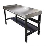 Borroughs Adjustable Height Heavy Duty Workbench with Bottom Shelf, Back and End Guards, Commercial