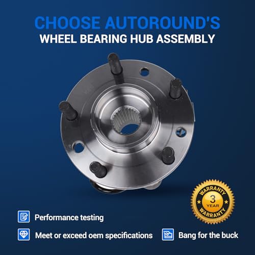 Autoround Front Wheel Hub and Bearing Assembly 513124 Fit for 4x4 Chevy Blazer/S10, GMC Jimmy/Sonoma, Oldsmobile Bravada, Isuzu Hombre 5 Lug w/ABS