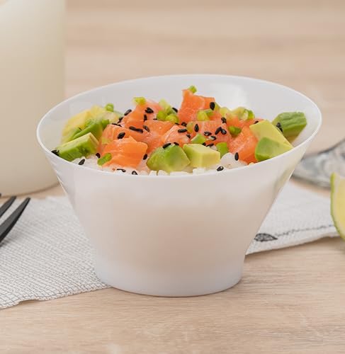 Restaurantware-5 Ounce Serving Bowls, 20 Disposable Appetizer Bowls - Incline Design, Round, White Plastic Snack Bowl, Durable, For Weddings Birthdays, And More by Restaurantware - Image 4
