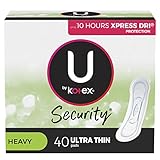 U by Kotex Clean & Secure Ultra Thin Pads, Heavy Absorbency, 40 Count (40 feminine pads total); the same trusted product you love, now with a new look! Absorbs Instantly: The U by Kotex elevated CushionCore fits comfortably and close to the body to a...