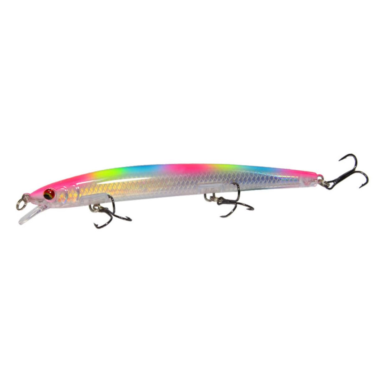 Mipcase 15pezzi Esche Galleggianti da Pesca Esche Artificiali Colorate con Testa Nera e Striscia Rossa Dorso Giallo Motivo Verde e Rosso per Appassionati di Pesca