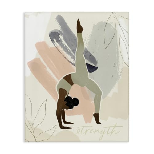 Yoga Strength Floral Border, 24 x 30 Inch Canvas Wall Art
