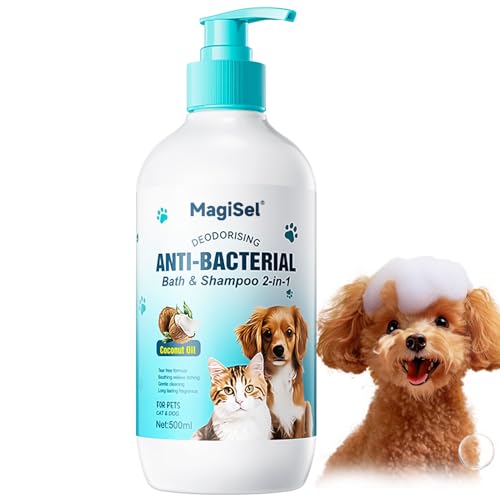 2in1 Shampoo & Conditioner, 500ml Schonende Fellpflege Hundeshampoo, Reinigt und spendet der Haut Feuchtigkeit, Sanfte Formel für Welpen, Mit Kokosöl, Pet Bad Shampoo Zwei-in-One