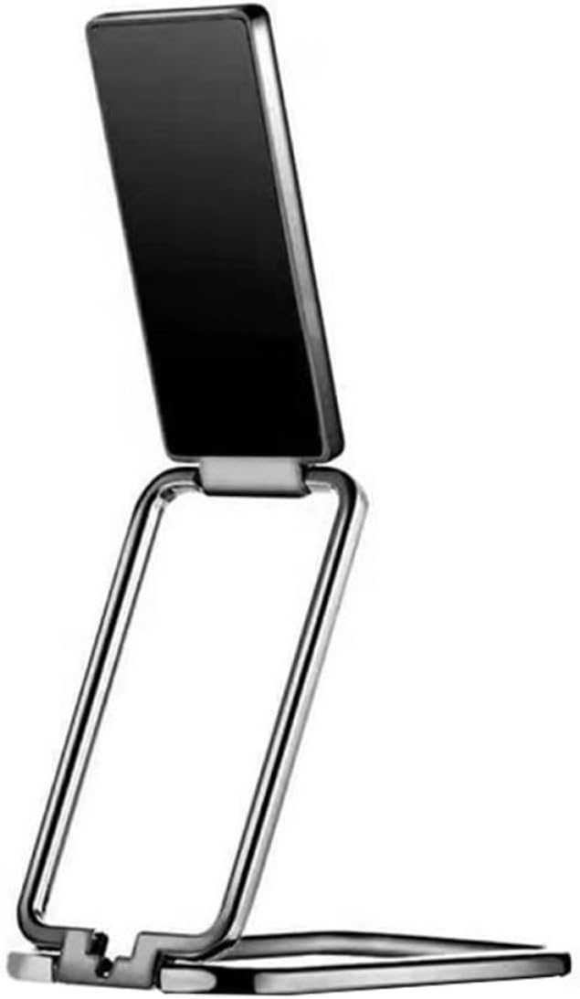 SEWACC Metal Phone Back Clip Holder with Foldable Ring Buckle, Adjustable Desktop Cell Phone and Tablet Stand for Travel, Black Geometric Design