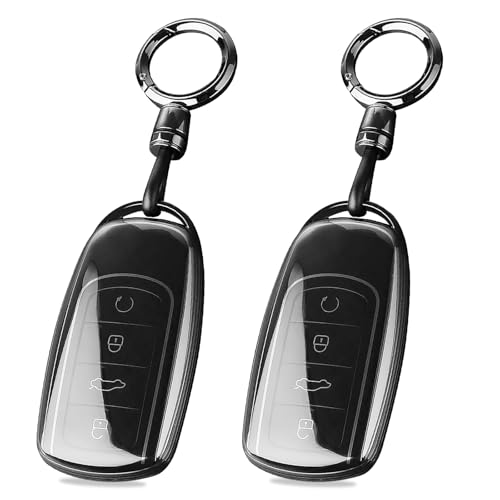 XMSCN TPU Key Fob Cover for Chery Jaecoo J7 J8 J9 Tiggo 8 Pro Tiggo 8plus 5 Plus 7pro Tiggo 7 Pro Max Omoda 5 C5 Accessories with Keychains Smart Key Protector 4 Buttons Car TPU Case (2 PCS)